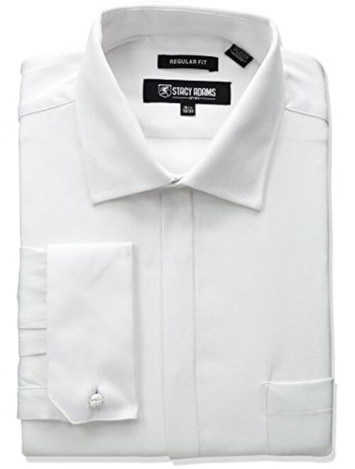 STACY ADAMS Men's Textured Solid Dress Shirt With French Cuff