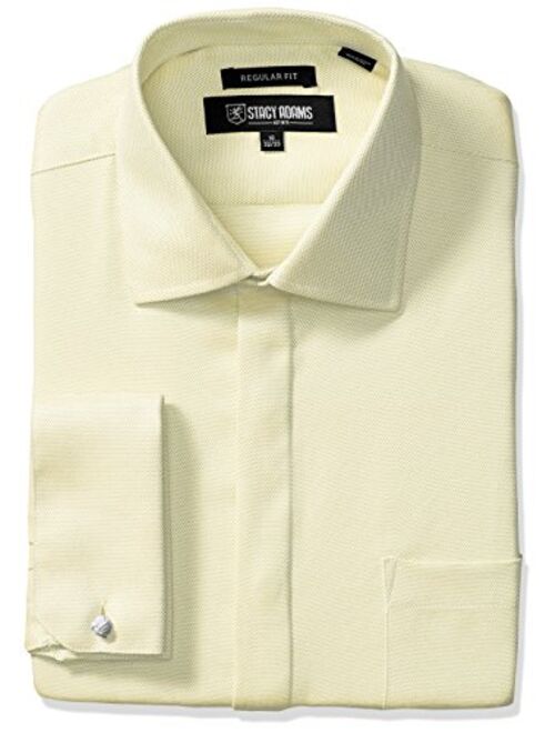 STACY ADAMS Men's Textured Solid Dress Shirt With French Cuff