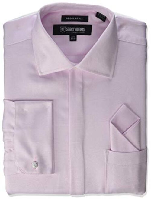 STACY ADAMS Men's Textured Solid Dress Shirt With French Cuff