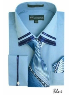 Men's Dress Shirt with French Cuff, Matching Tie and Handkerchief MS28