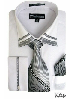 Men's Dress Shirt with French Cuff, Matching Tie and Handkerchief MS28