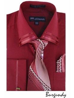 Men's Dress Shirt with French Cuff, Matching Tie and Handkerchief MS28