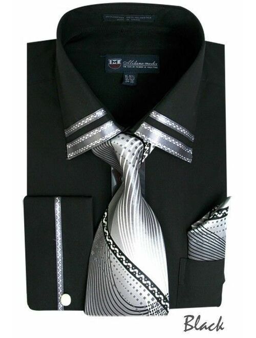 Men's Dress Shirt with French Cuff, Matching Tie and Handkerchief MS28