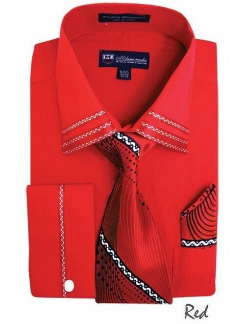 Men's Dress Shirt with French Cuff, Matching Tie and Handkerchief MS28