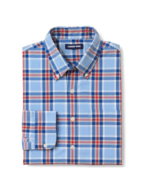 Big and Tall Lands' End Plaid Poplin Button-Down Shirt