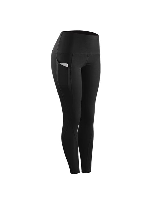 Leggings for Women Sport Gym with Pockets High Elastic Leggings Pant Womens Solid Stretch Compression Sportswear Casual Yoga Jogging Leggings Pants Black M