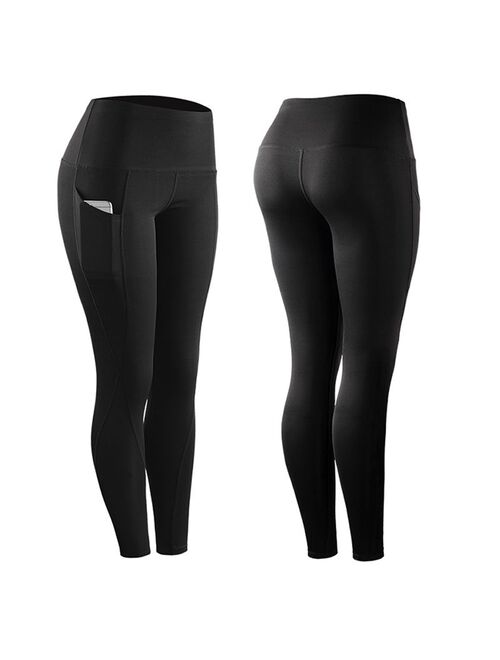 Leggings for Women Sport Gym with Pockets High Elastic Leggings Pant Womens Solid Stretch Compression Sportswear Casual Yoga Jogging Leggings Pants Black M