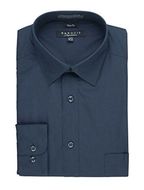 Marquis Men's Slim Fit Solid Dress Shirt