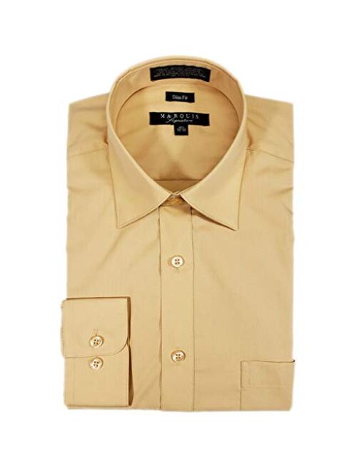 Marquis Men's Slim Fit Solid Dress Shirt