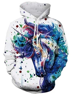 UNIFACO Unisex 3D Graphic Printed Hoodies Novelty Cool Galaxy Milk Pullover Hooded Sweatshirt