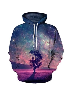 TAKUSHI HF Unisex Fashion Galaxy 3D Graphic Printed Pullover Hoodies Hooded Sweatshirts