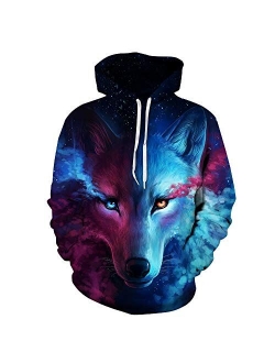 TAKUSHI HF Unisex Fashion Galaxy 3D Graphic Printed Pullover Hoodies Hooded Sweatshirts