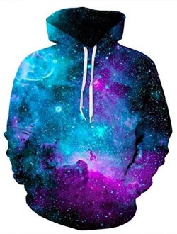 uideazone Unisex Fleece 3D Graphic Printed Hoodie Cool Pullover Long Sleeve Hooded Sweatshirts with Big Pockets