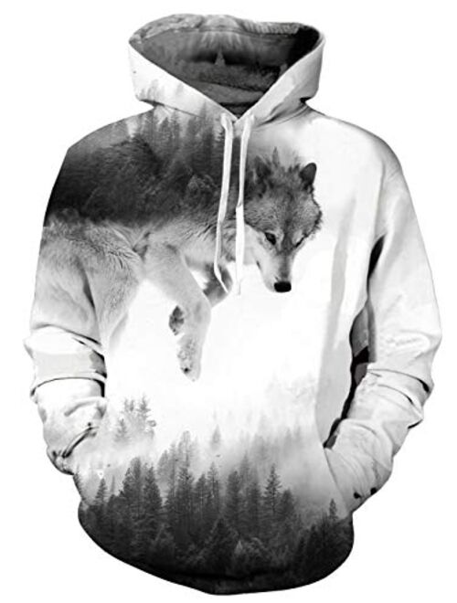 uideazone Unisex Fleece 3D Graphic Printed Hoodie Cool Pullover Long Sleeve Hooded Sweatshirts with Big Pockets