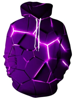 Loveternal Mens Fleece Liner Hoodies 3D Graphic Printed Novelty Pullover Hooded Sweatshirts