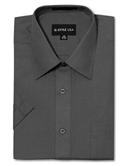 G-Style USA Men's Regular Fit Short Sleeve Solid Color Dress Shirts