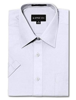 G-Style USA Men's Regular Fit Short Sleeve Solid Color Dress Shirts