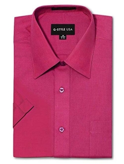 G-Style USA Men's Regular Fit Short Sleeve Solid Color Dress Shirts