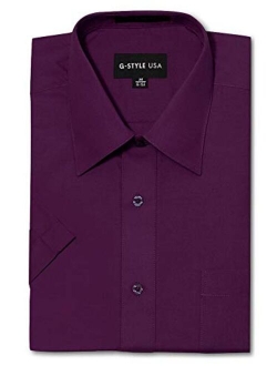 G-Style USA Men's Regular Fit Short Sleeve Solid Color Dress Shirts