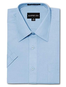 G-Style USA Men's Regular Fit Short Sleeve Solid Color Dress Shirts