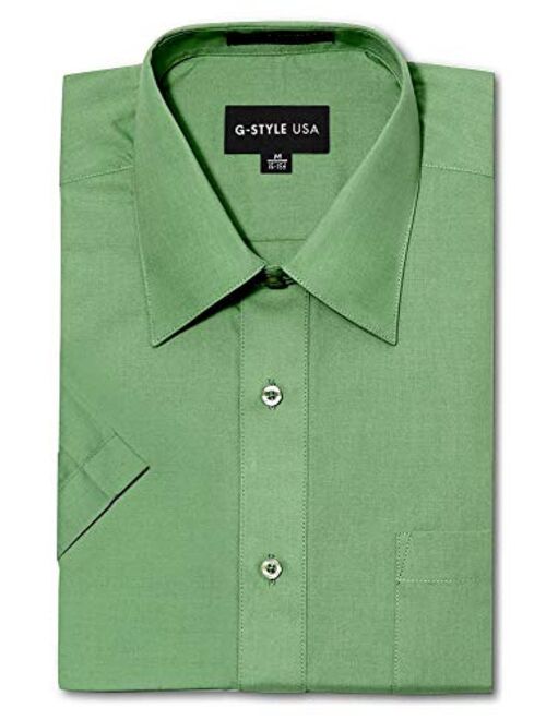 G-Style USA Men's Regular Fit Short Sleeve Solid Color Dress Shirts