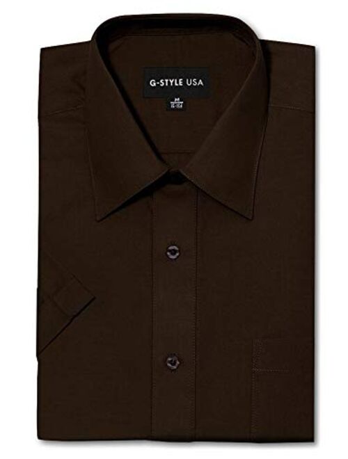 G-Style USA Men's Regular Fit Short Sleeve Solid Color Dress Shirts