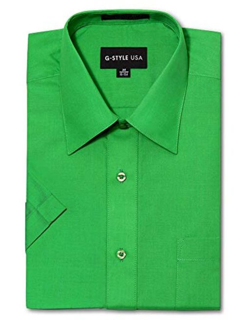 G-Style USA Men's Regular Fit Short Sleeve Solid Color Dress Shirts