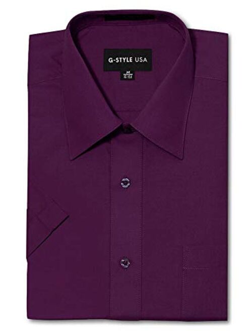 G-Style USA Men's Regular Fit Short Sleeve Solid Color Dress Shirts