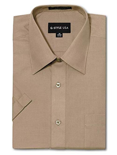 G-Style USA Men's Regular Fit Short Sleeve Solid Color Dress Shirts