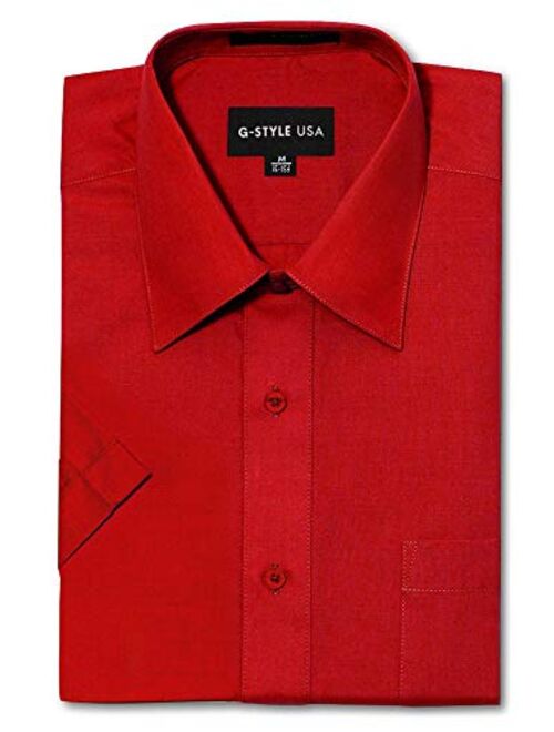 G-Style USA Men's Regular Fit Short Sleeve Solid Color Dress Shirts