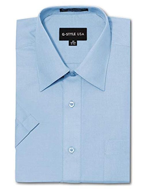 G-Style USA Men's Regular Fit Short Sleeve Solid Color Dress Shirts