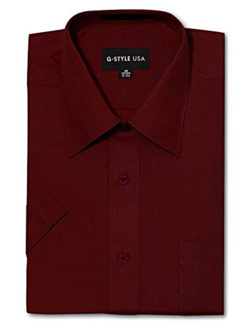 G-Style USA Men's Regular Fit Short Sleeve Solid Color Dress Shirts