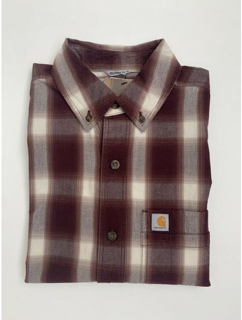 Carhartt Mens Plaid Shirt Short Sleeve Relaxed Fit Size S Burgundy NWT