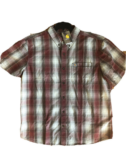 Carhartt Mens 2XL Check Plaid Short Sleeve Button Front Camp Shirt - NWT