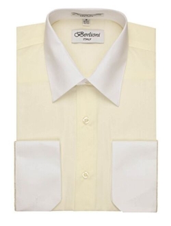 Men's Two Toned Dress Shirt with Convertible Faux French Cuffs - Many Colors