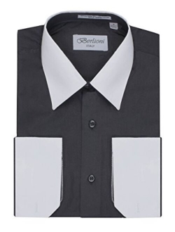 Men's Two Toned Dress Shirt with Convertible Faux French Cuffs - Many Colors