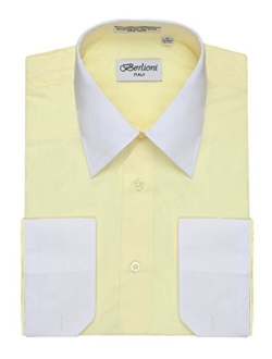 Men's Two Toned Dress Shirt with Convertible Faux French Cuffs - Many Colors