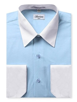 Men's Two Toned Dress Shirt with Convertible Faux French Cuffs - Many Colors