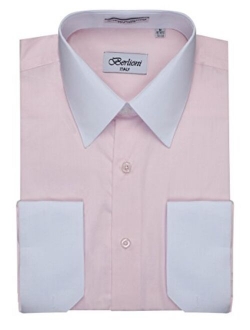 Men's Two Toned Dress Shirt with Convertible Faux French Cuffs - Many Colors