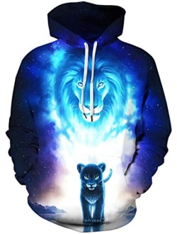 Pandolah Men's Fashion Novelty Sweatshirts Animal 3D Graphic Printed Hoodies