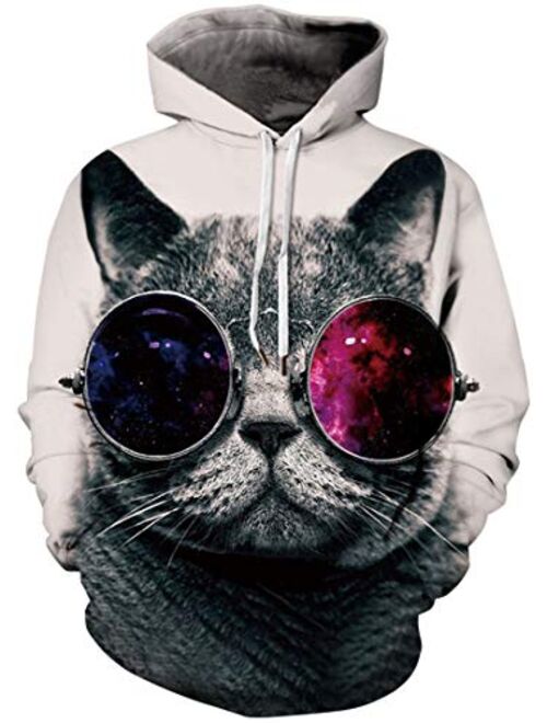 Pandolah Men's Fashion Novelty Sweatshirts Animal 3D Graphic Printed Hoodies