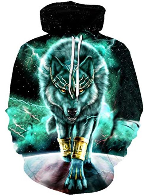 Pandolah Men's Fashion Novelty Sweatshirts Animal 3D Graphic Printed Hoodies