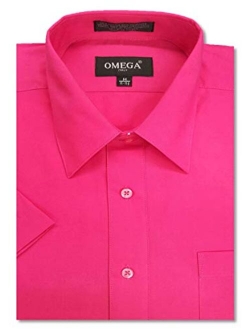 OmegaTux Mens Short Sleeve Solid Color Dress Shirts