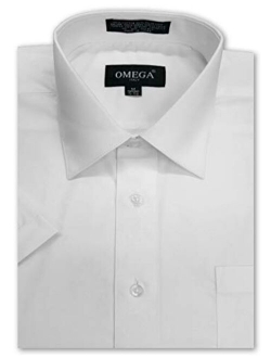 OmegaTux Mens Short Sleeve Solid Color Dress Shirts