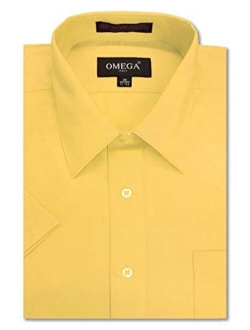 OmegaTux Mens Short Sleeve Solid Color Dress Shirts