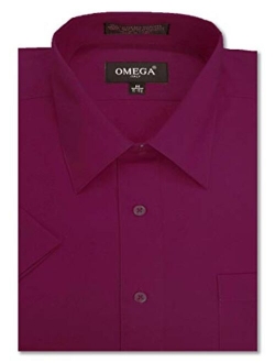 OmegaTux Mens Short Sleeve Solid Color Dress Shirts