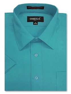 OmegaTux Mens Short Sleeve Solid Color Dress Shirts