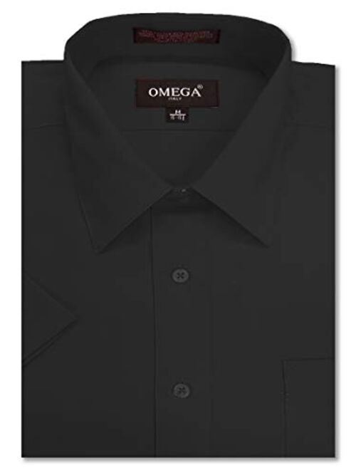 OmegaTux Mens Short Sleeve Solid Color Dress Shirts