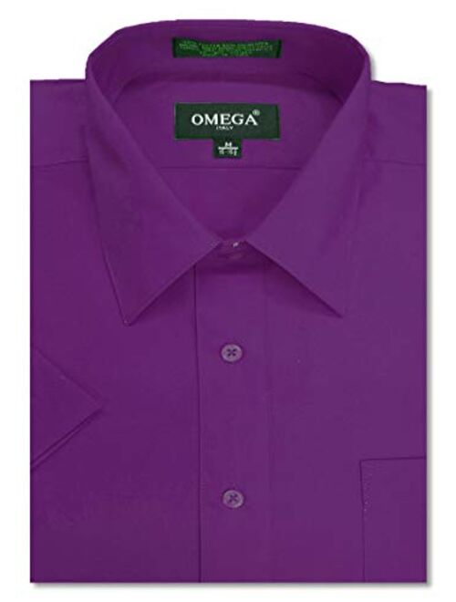 OmegaTux Mens Short Sleeve Solid Color Dress Shirts