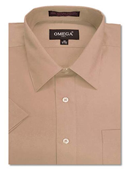 OmegaTux Mens Short Sleeve Solid Color Dress Shirts